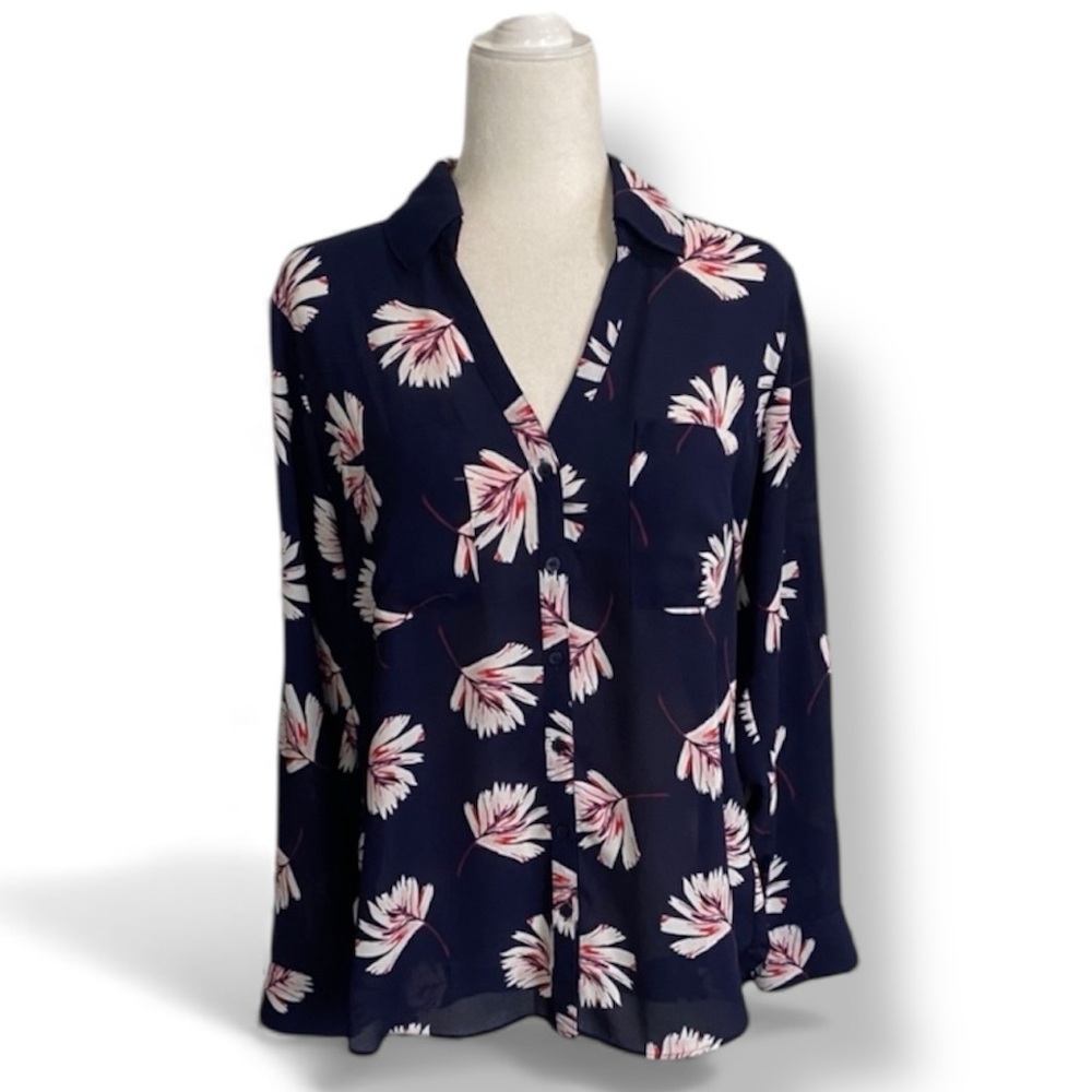 Express Navy Floral Blouse
